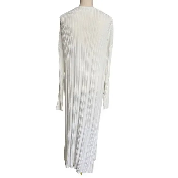 Free People Skinny Mini Midi White Ribbed Long Duster Size Medium - Picture 5 of 7